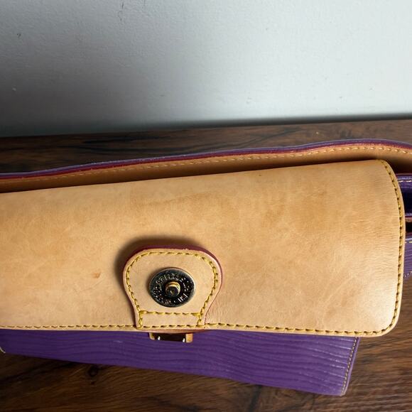 Dooney & Bourke Florentine Vacchetta Purple Leather Top Handle Satchel Tote - Picture 11 of 14